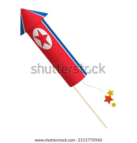 Festival firecracker in colors of national flag on white background. Korea North