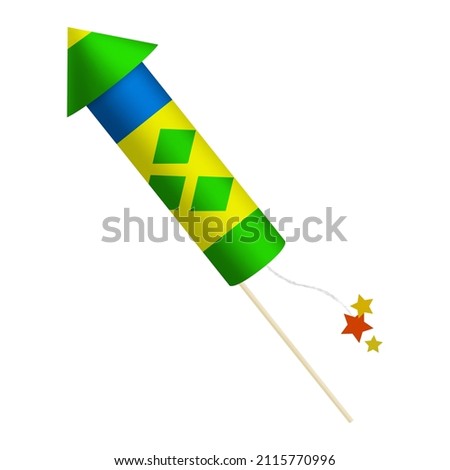 Festival firecracker in colors of national flag on white background. Saint Vincent and the Grenadines