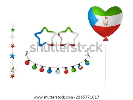 Festival clip art in colors of national flag on white background. Equatorial Guinea
