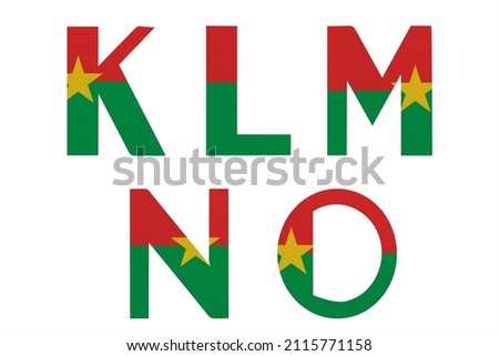 Latin letters in colors of national flag Burkina Faso