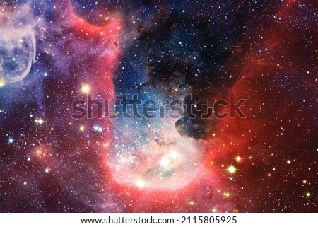 Beautiful galaxy somewhere in deep space. Cosmic wallpaper. Elements of this image furnished by NASA Royalty-Free Stock Photo #2115805925