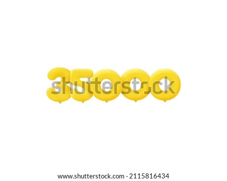 Yellow 3D number 35000 balloon realistic 3d helium Yellow balloons. Vector illustration design Party decoration,Birthday,Anniversary,Christmas,Xmas,New year,Holiday Sale,celebration,carnival