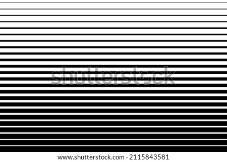 Horizontal line pattern. From thin line to thick. Parallel stripe. Black streak on white background. Straight gradation stripes. Abstract geometric patern. Faded dynamic backdrop. Vector illustration Royalty-Free Stock Photo #2115843581