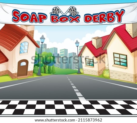 Soap Box Derby Scene illustration