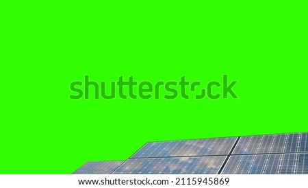ecologic solar cell panels reflecting clouds on green screen, isolated - industrial 3D rendering