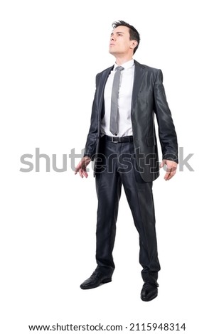 Honest man in formal suit. White background. Royalty-Free Stock Photo #2115948314