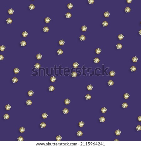 Colorful pattern of japanese sushi rolls on violet background. Top view. Flat lay. Pop art design