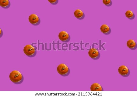 Colorful fruit pattern of fresh pumpkins on pink background. Top view. Flat lay. Pop art design