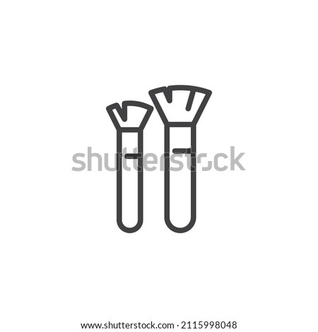 Makeup brushes line icon. linear style sign for mobile concept and web design. Cosmetics brushes outline vector icon. Symbol, logo illustration. Vector graphics