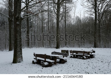 A rest area in the forest in winter