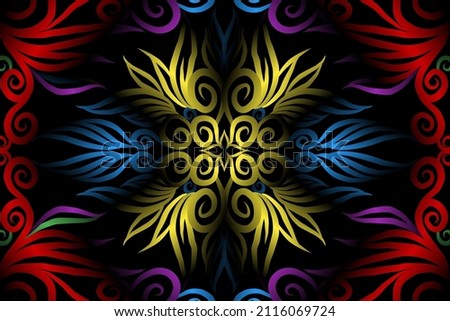colourful classic gradient flower art pattern of traditional batik ethnic  ornament for wallpaper background ads sticker or clothing