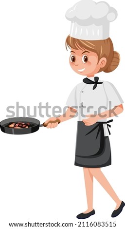 A professional chef holding pan illustration