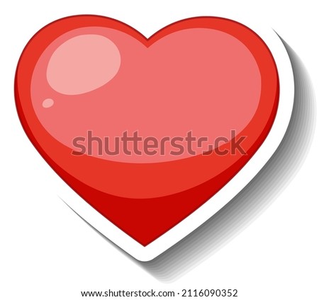 A red gradient heart cartoon sticker illustration