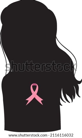 Woman silhouette with pink ribbon illustration