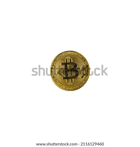 Bitcoin coin isolated on white background. Blockchain technology