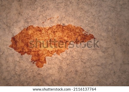 map of honduras on a old ancient vintage crack paper background