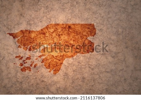 map of guinea bissau on a old ancient vintage crack paper background