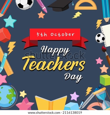 Happy Teacher's Day lettering banner illustration
