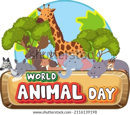 World Animal Day banner with wild animals illustration