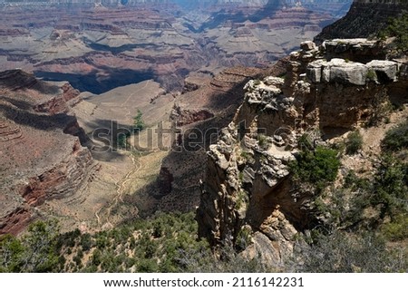 Scenic view of grand canyon panorama. Arizona USA from South Rim. Amazing panoramic picture of the Grand Canyon National Park.