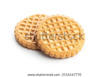 Butter biscuits. Sweet cookies isolated on white background. Royalty-Free Stock Photo #2116167770