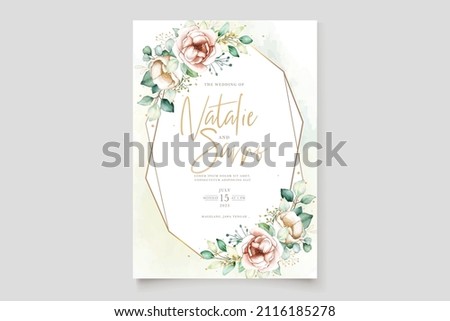 hand drawn floral and leaves wedding card set