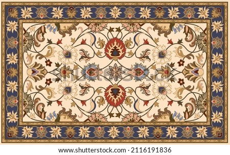 Persian carpet original design, tribal vector texture. Easy to edit and change a few colors by swatch window. Royalty-Free Stock Photo #2116191836