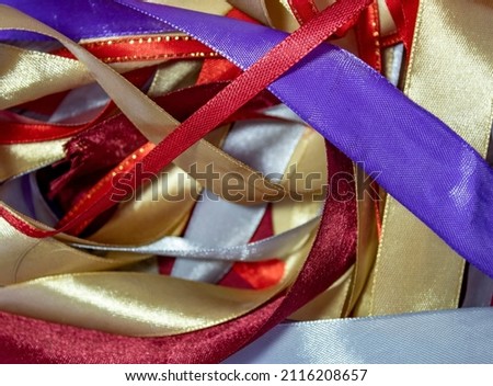 Celebration, Party Concept Ideas with Colorful Ribbons. Abstract Background Texture Colored Satin Ribbons.