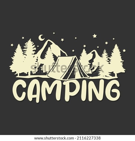 Camping Adventure Illustration Clip Art Design Shape. Mountain Landmark Silhouette Icon Vector.