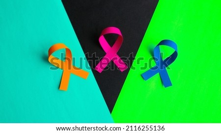 World cancer day background. Colorful ribbons, cancer awareness.