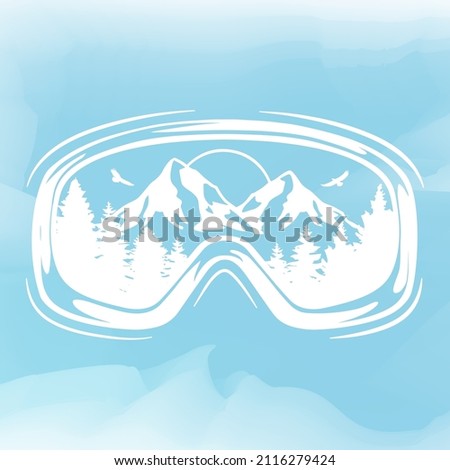 Snow Goggles Illustration Clip Art Design Shape. Ski and Snowboard Silhouette Icon Vector.