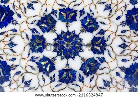 Mosaic Tabletop Design Handmade in Agra India Royalty-Free Stock Photo #2116324847