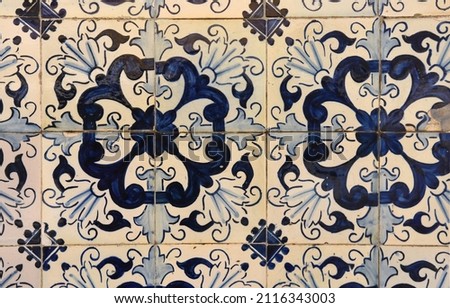  close up of old tiles in Portugal, blue and white, photography takes in buildings of Portugal