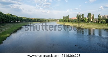 View of the river Uzh in the city of Uzhhorod.