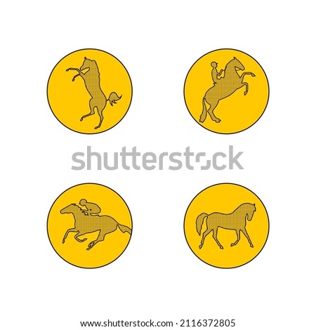 Equestrian icon design, silhouettes and dots
