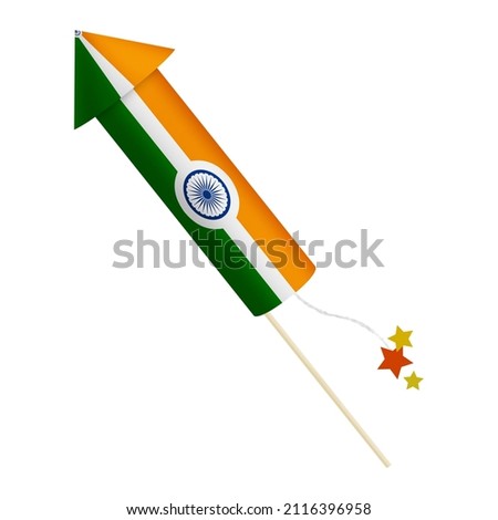 Festival firecracker in colors of national flag on white background. India