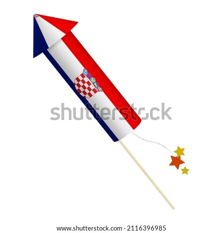 Festival firecracker in colors of national flag on white background. Croatia