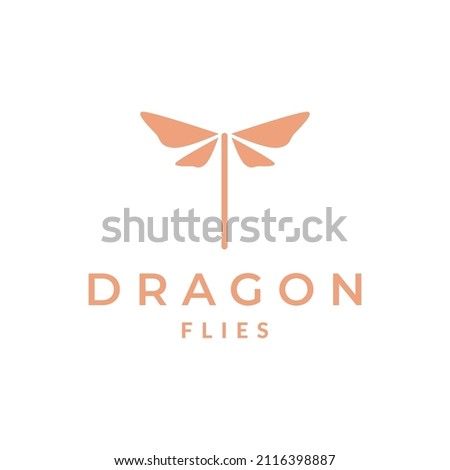 beauty luxury dragonfly minimalist logo design, vector graphic symbol icon sign illustration