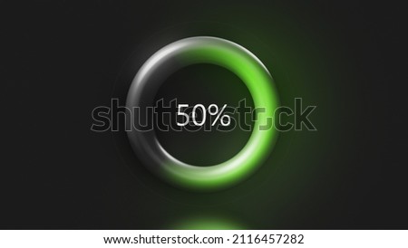 Green loading ring in abstraction. Motion. Running loading up to a hundred percent . Royalty-Free Stock Photo #2116457282
