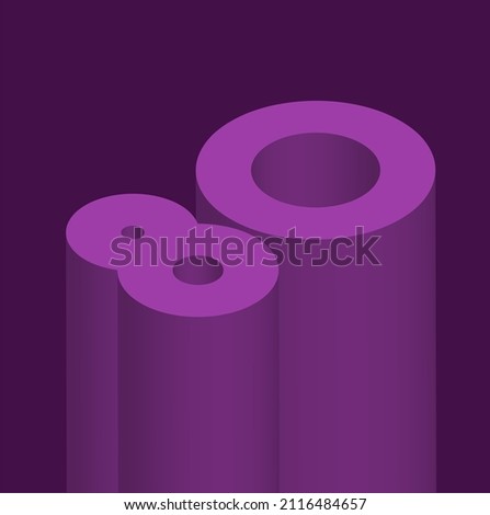 3d Number 80 in purple color with a dark background. Eighty