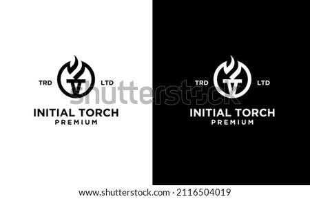 initial t Torch on circle Logo vector symbol illustration design Royalty-Free Stock Photo #2116504019