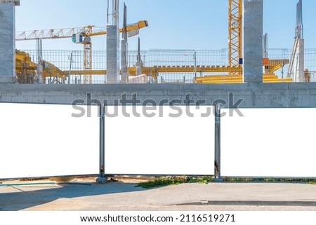 Advertising banner mock-up on the construction site fence