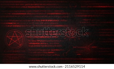 Dark background with red glowing letters Witchcraft or Satanic Royalty-Free Stock Photo #2116529114