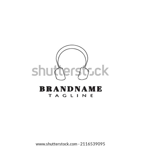 headphone logo cartoon icon design template black modern isolated vector illustration