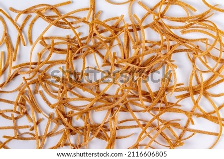 dry buckwheat noodles isolated on white background