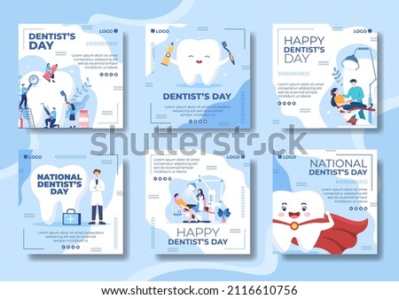 Dentist Day Post Template Flat Dental Design Illustration Editable of Square Background Suitable for Social media or Web Internet Ads Royalty-Free Stock Photo #2116610756