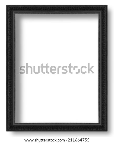 Old black antique picture frames isolated on white background.