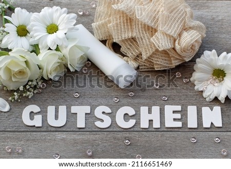 Spa arrangement with the word voucher means translated gutschein.