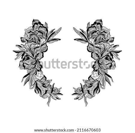 Lace pomegranate flowers. Vector illustration