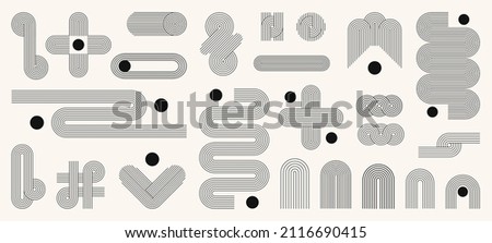 Geometric stripy pattern, design line art shape. Vector linear clipart, editable stroke Royalty-Free Stock Photo #2116690415